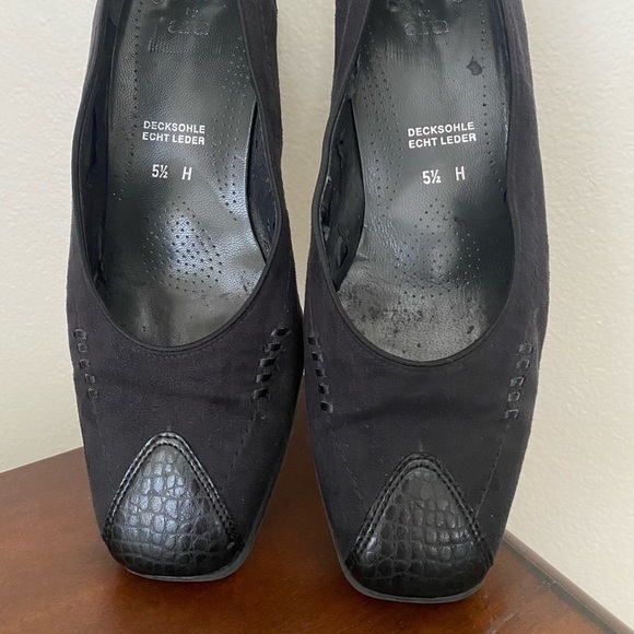 Ara Black Suede & Reptile Leather Pumps | Size 8 | Made in Germany - Picture 2 of 8